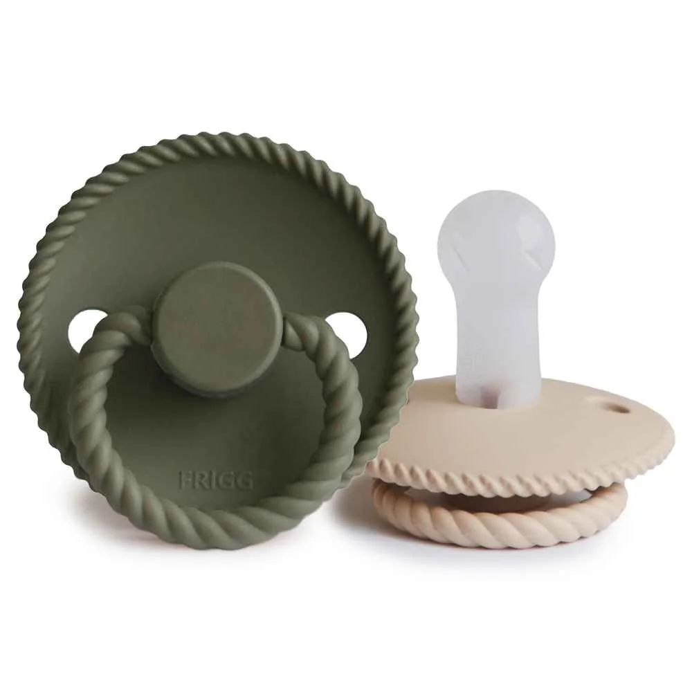 FRIGG Rope silikónové cumlíky Croissant / Olive, +6m, dvojbalenie 1×2 ks, cumlíky