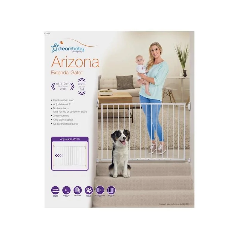 Dreambaby Bezpečnostná brána Arizona (Šírka 68-112 cm x Výška 68 cm) Biela