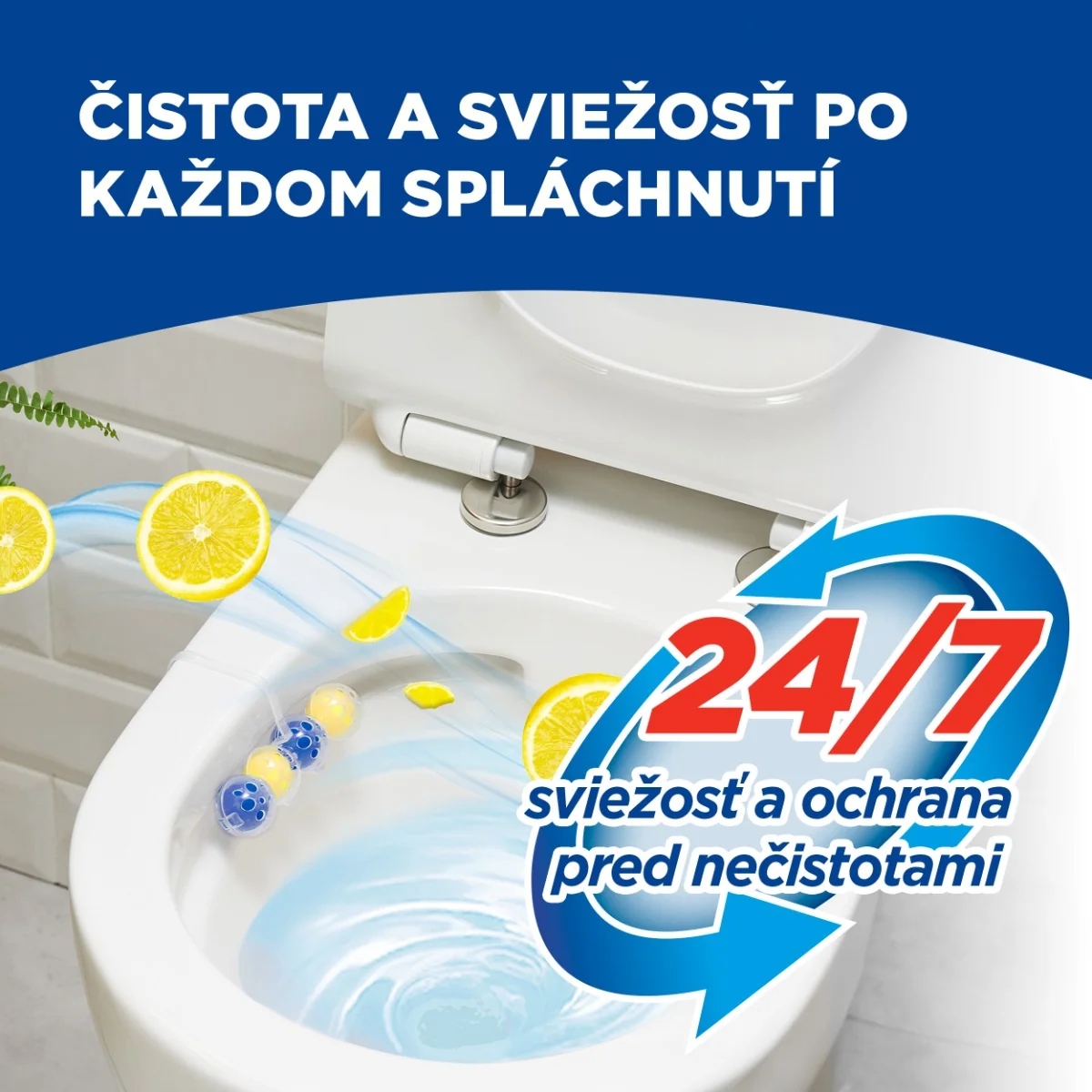 Bref Power Aktiv tuhý WC blok Lemon 3×50 g 3×50 g, WC blok