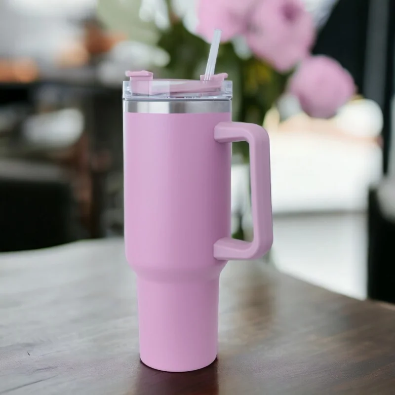 Livefy pohár so slamkou Happycup 1l, svetlo fialový