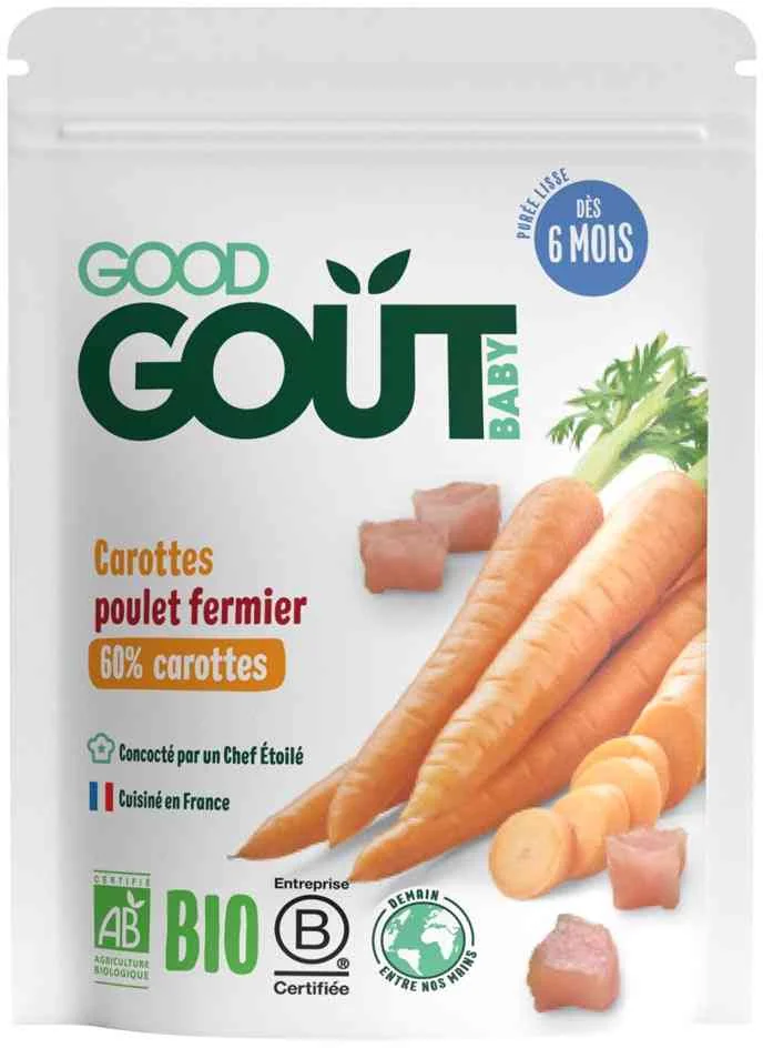 Good Gout BIO Mrkva s farmárskym kuriatkom 1×190 g, príkrm mrkva a kura