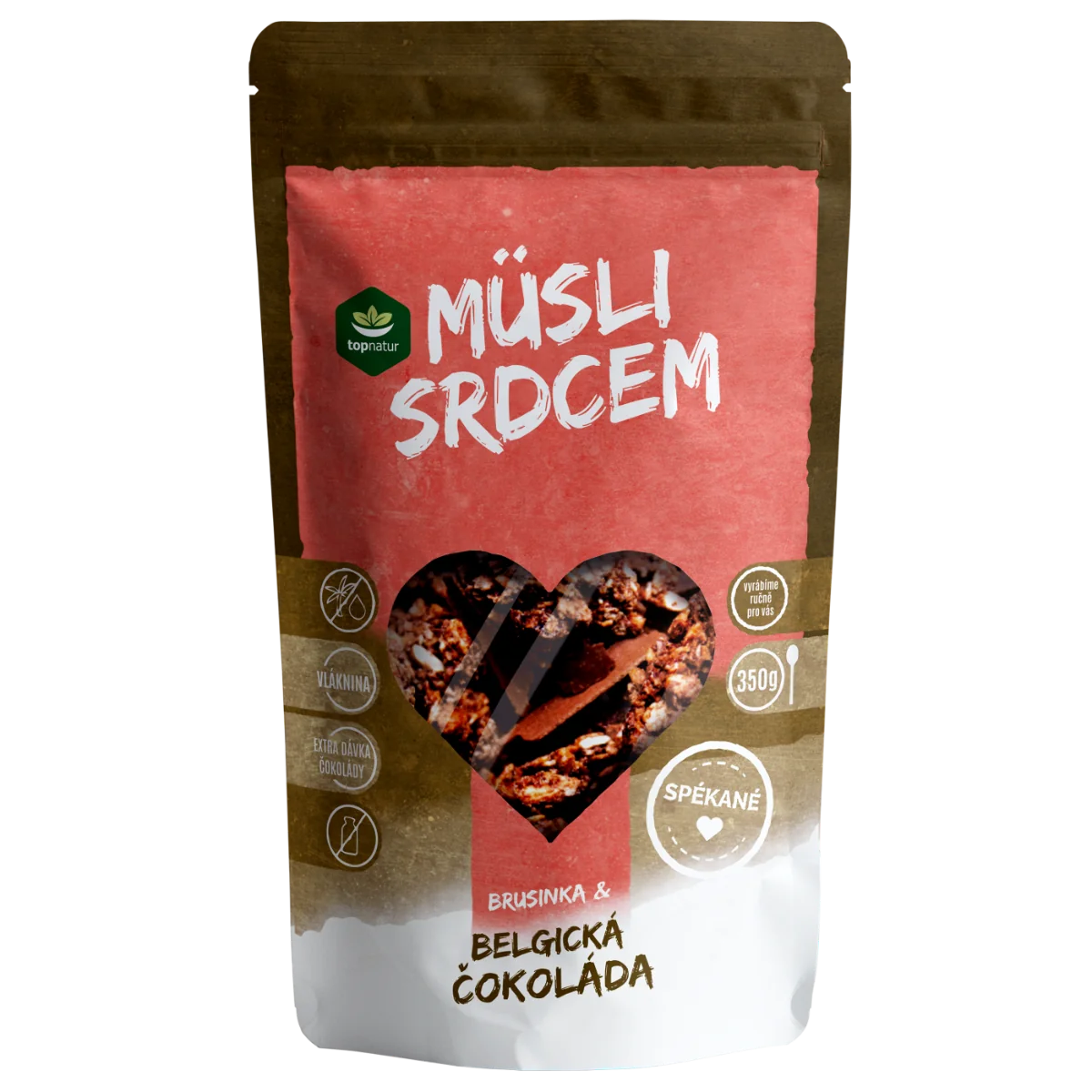 Topnatur Müsli srdcom Belgická čokoláda & brusnice 1×350 g, müsli
