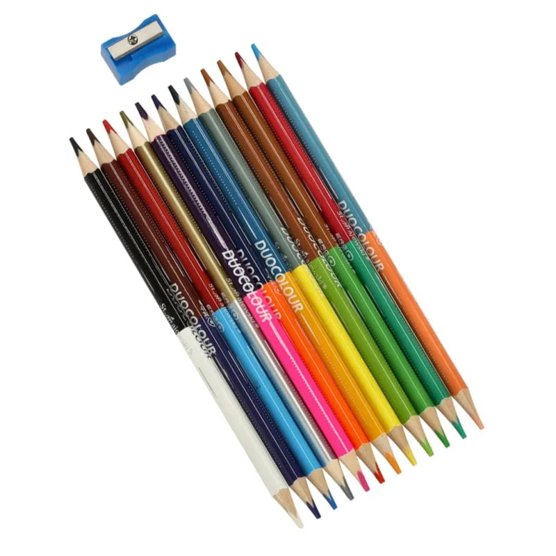 Bambino trojuholníkové obojstranné pastelky 24 farieb, strúhadlo