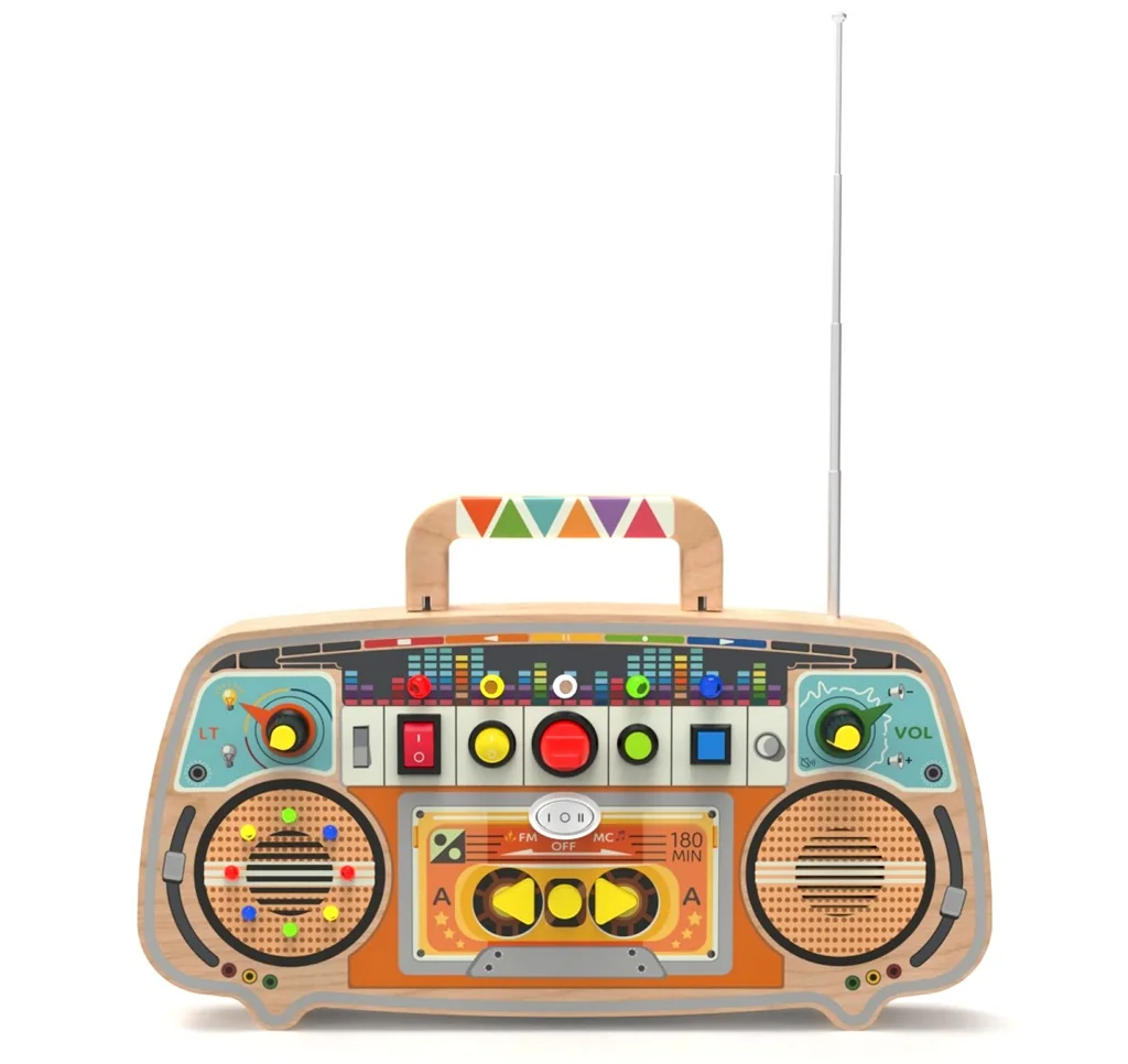 Montessori Activity board Drevené FM rádio
