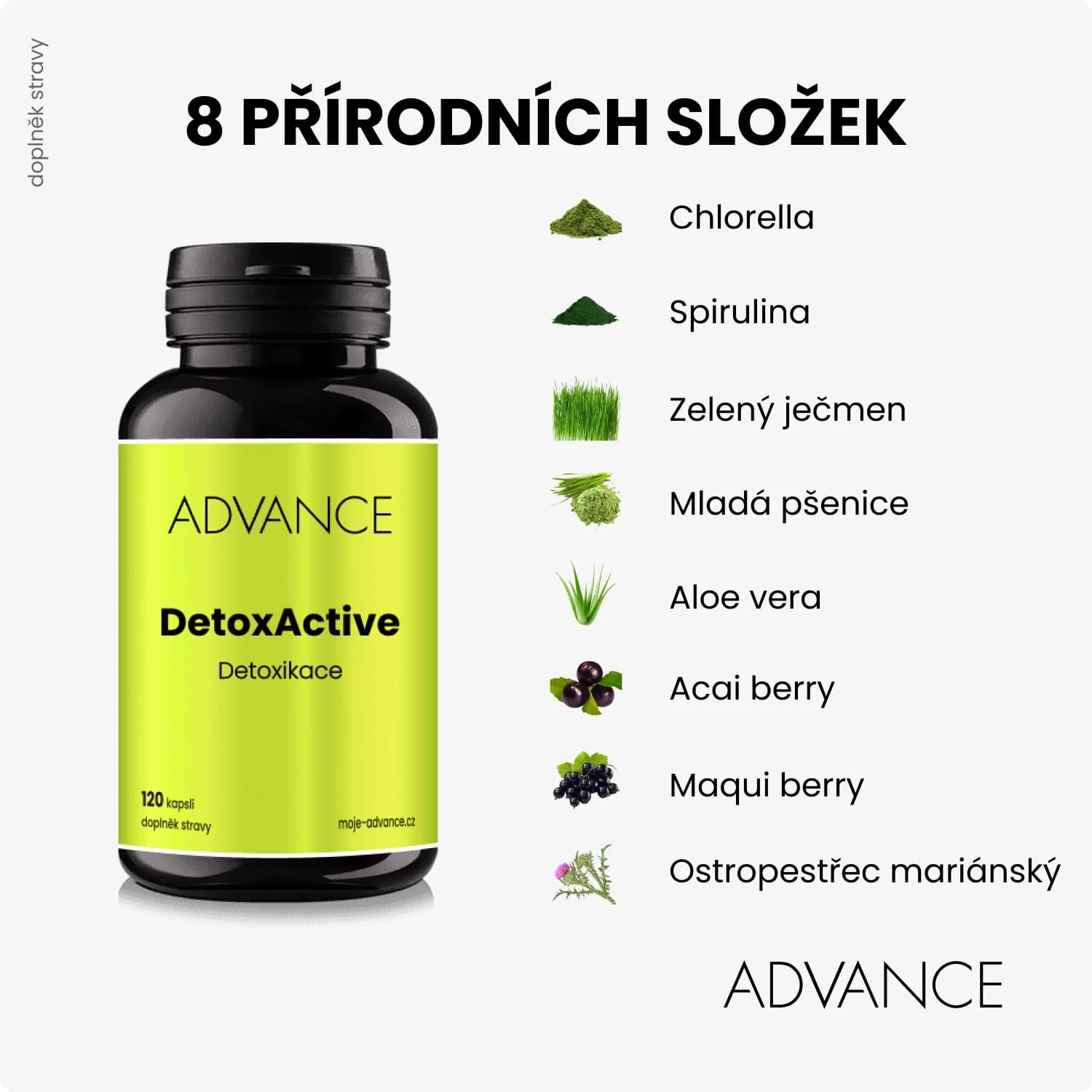 ADVANCE DetoxActive 120 kapsúl - detoxikácia 1×120 cps, výživový doplnok