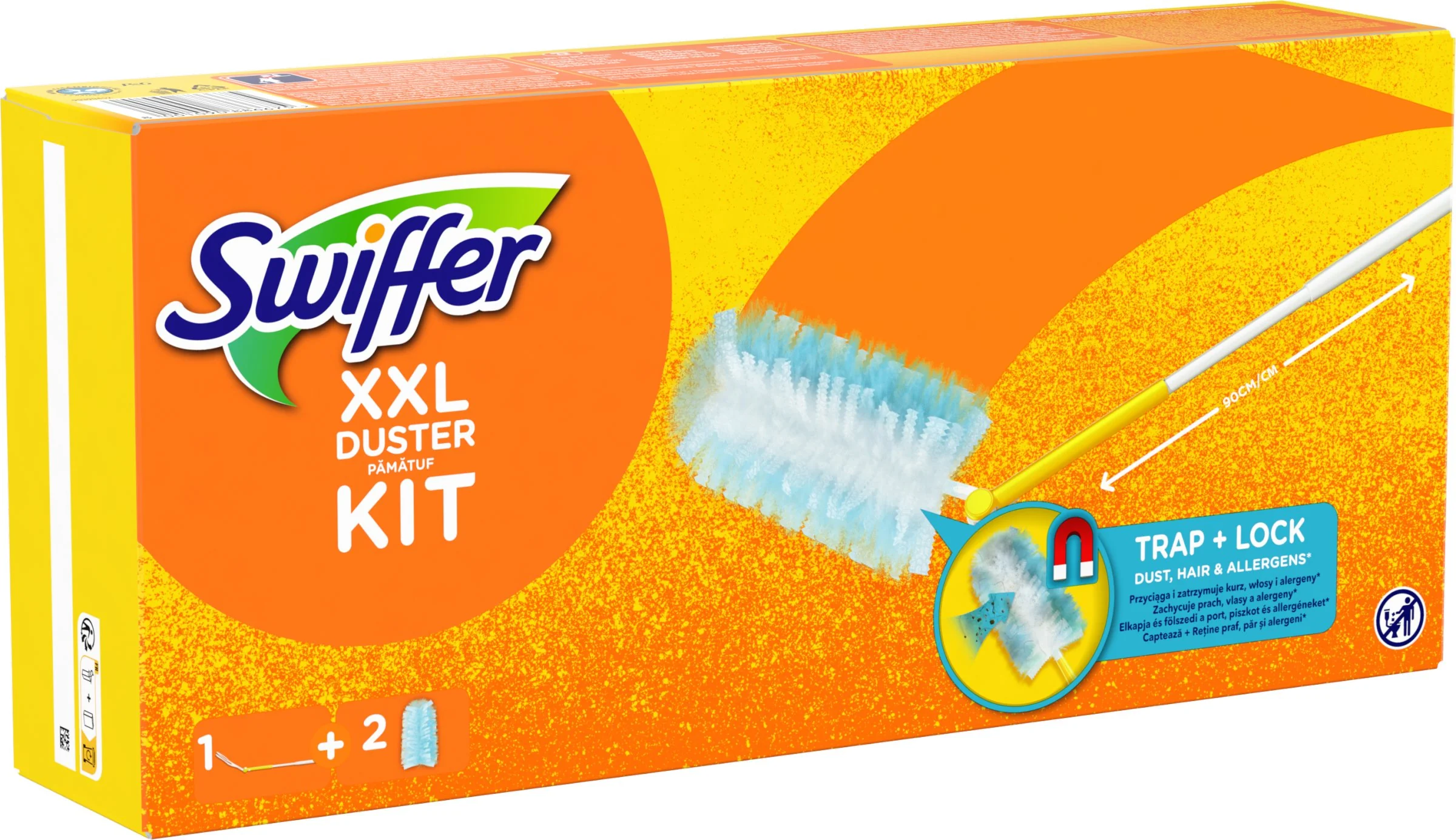 Swiffer Trap & Lock Súprava XXL Prachovky (1 Rukoväť + 2 Náhradných Prachoviek) 1×1 ks, súprava na utieranie prachu
