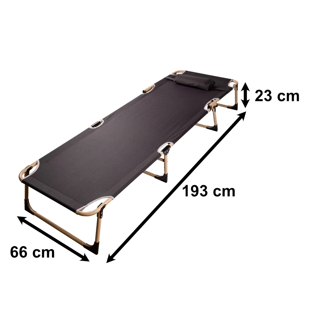 Skladacia turistická, kempingová posteľ Canada 193 cm – sivá, nastaviteľná, do 120 kg