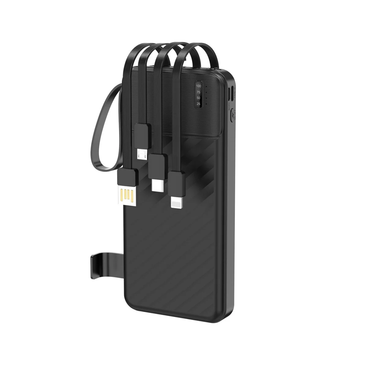 MG W11-B Power Bank so vstavanými káblami a baterkou 10000mAh 10W, čierny