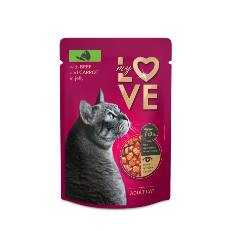 My Love kapsička pre mačky s hovädzím mäsom a mrkvou v želé 85 g (2282)