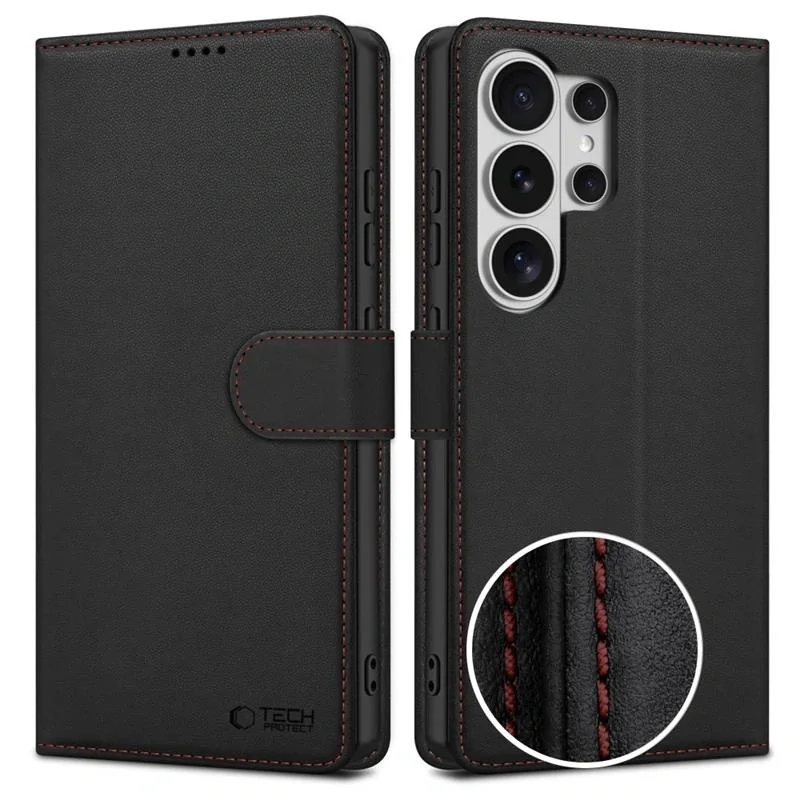 Tech-Protect Wallet knižkové puzdro na Samsung Galaxy S26 Ultra, čierne/červené e/červené