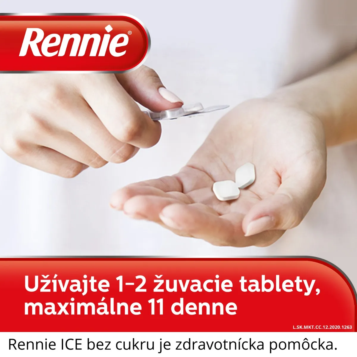 Rennie ICE bez cukru, žuvacie tablety 1×24 tbl, žuvacie tablety