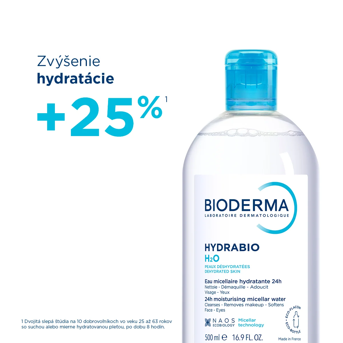 BIODERMA Hydrabio H2O micelárna voda na dehydratovanú pleť 1×250 ml, hydratačná micelárna voda