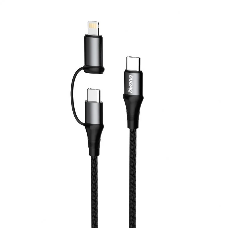 Dudao L20 kábel USB-C / USB-C PD 60W + Lightning 18W QC 3.0 1m, šedý