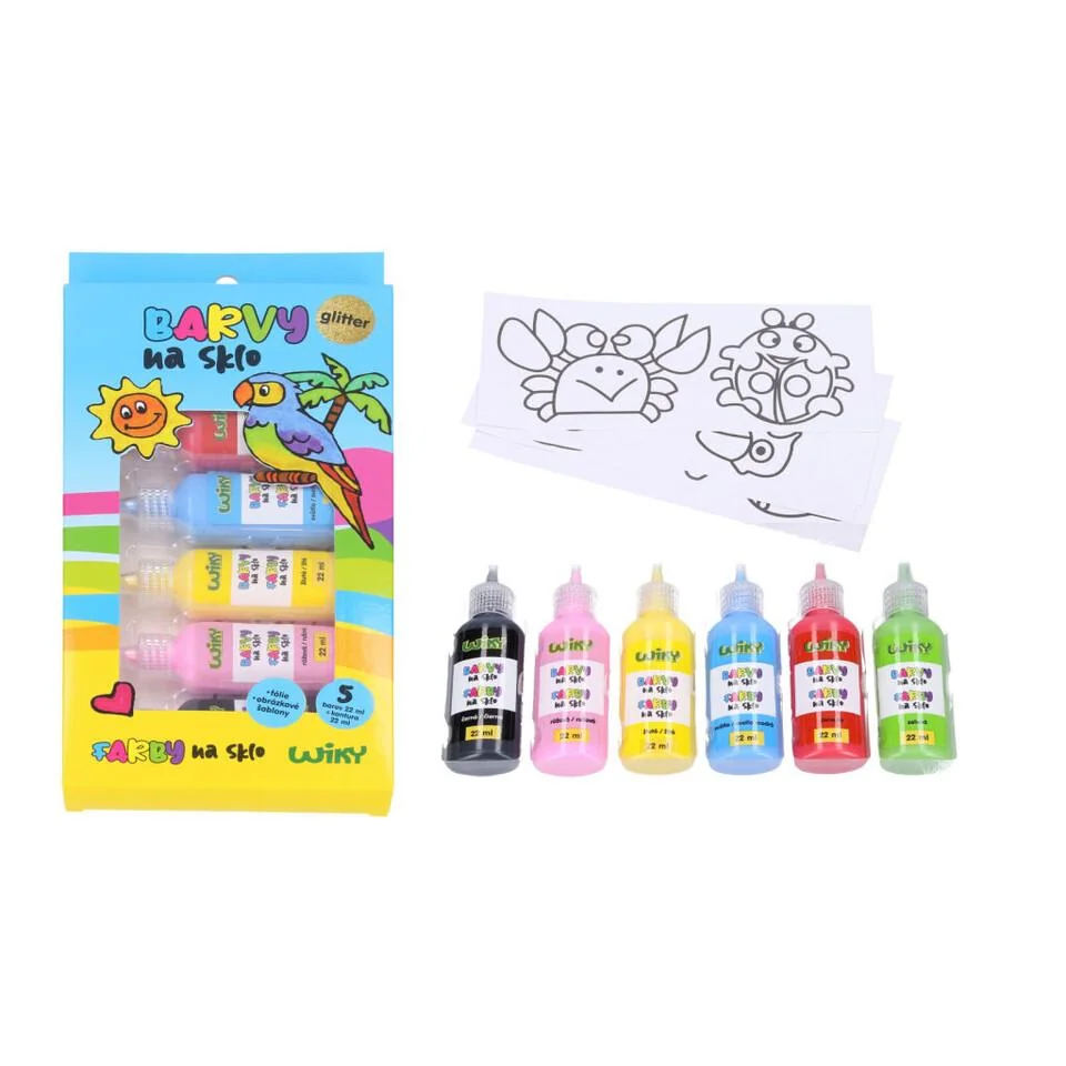 Farby na sklo glitrové 5+1 22ml