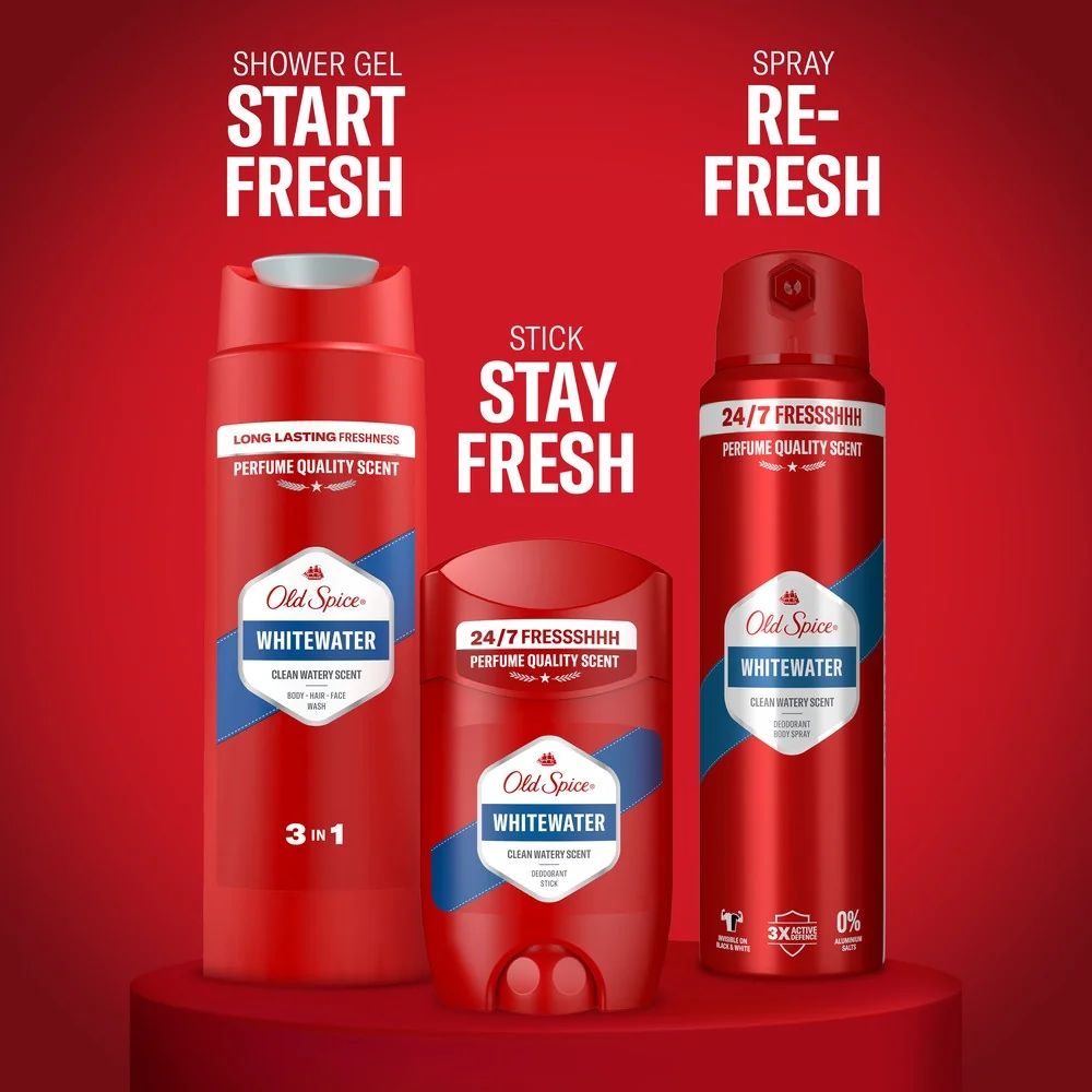 Old Spice darčeková sada Ironman s tuhým dezodorantom, dezodorantom v spreji a sprchovým gélom Whitewater 1 set