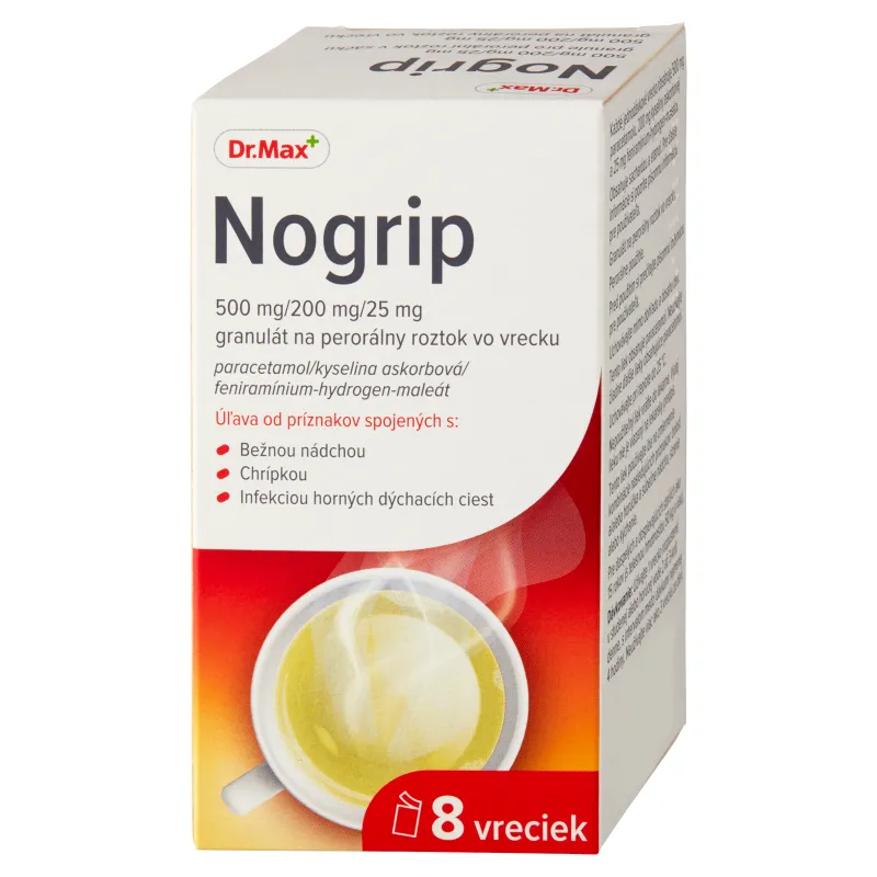 DR.MAX NOGRIP 1×8 ks, horúci nápoj pri chrípke a nachladnutí