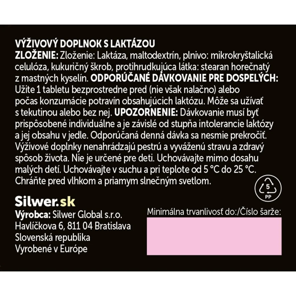 Silwer Laktáza 12 000 60 tabliet v minifľaštičke. Na trávenie laktózy.