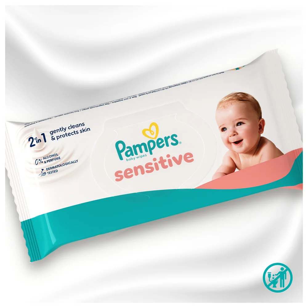 Pampers Sensitive Baby detské čistiace obrúsky 12 x 80 ks