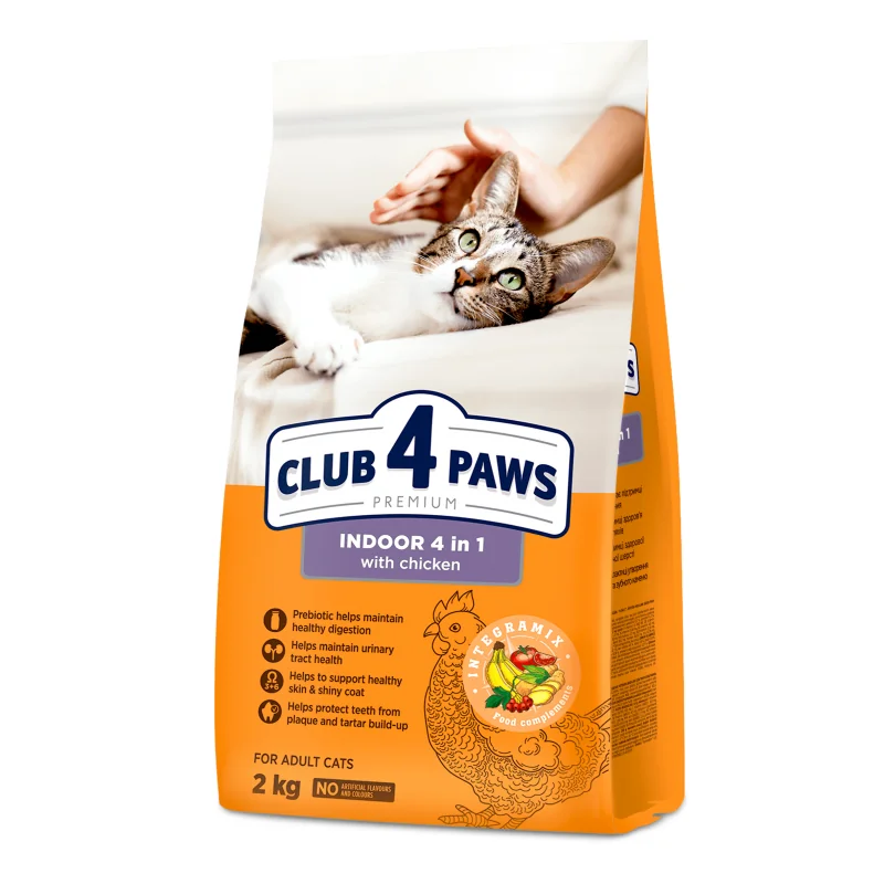 CLUB 4 PAWS Premium Indoor 4 in 1. Pre dospelé mačky žijúce v byte 2 kg (8780) 
