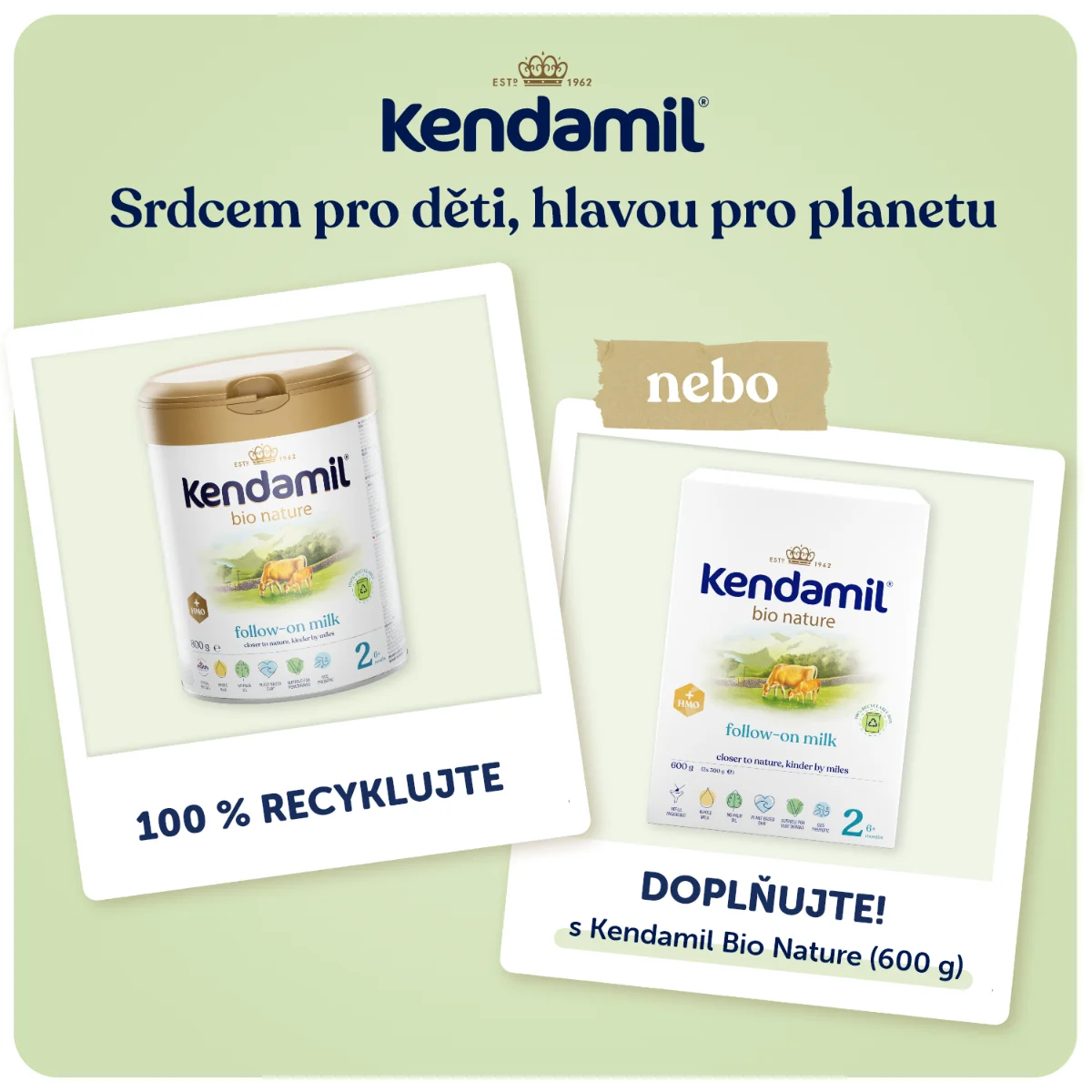 Kendamil BIO Nature 2 HMO+ (800 g) 1×800 g, detská výživa