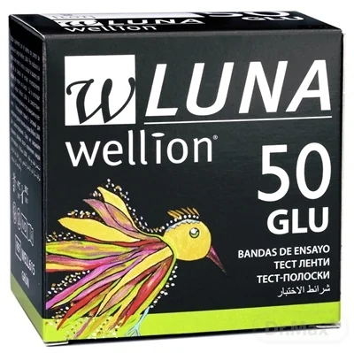 Wellion LUNA GLU 1×50 ks, testovacie prúžky k prístroju LUNA