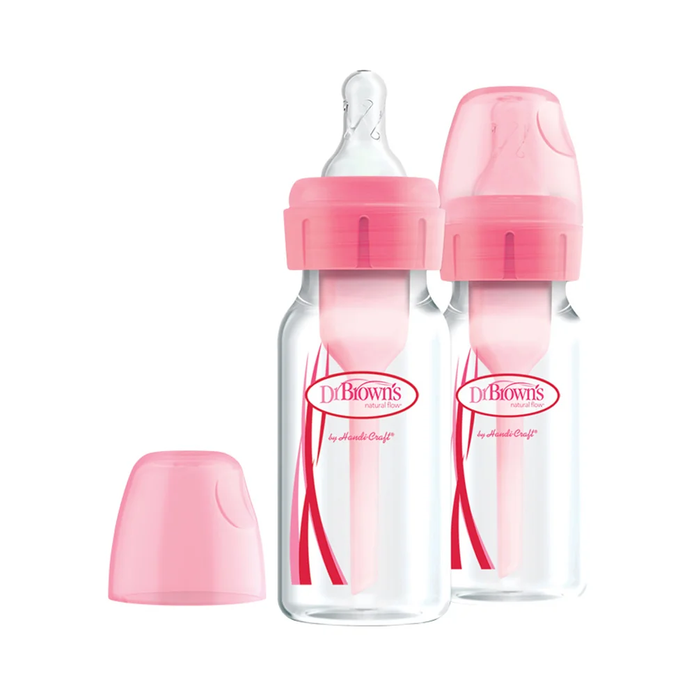 Dojčenská Antikoliková fľaša Options+ 120ml BPA FREE 2 ks, ružová (SB42305)