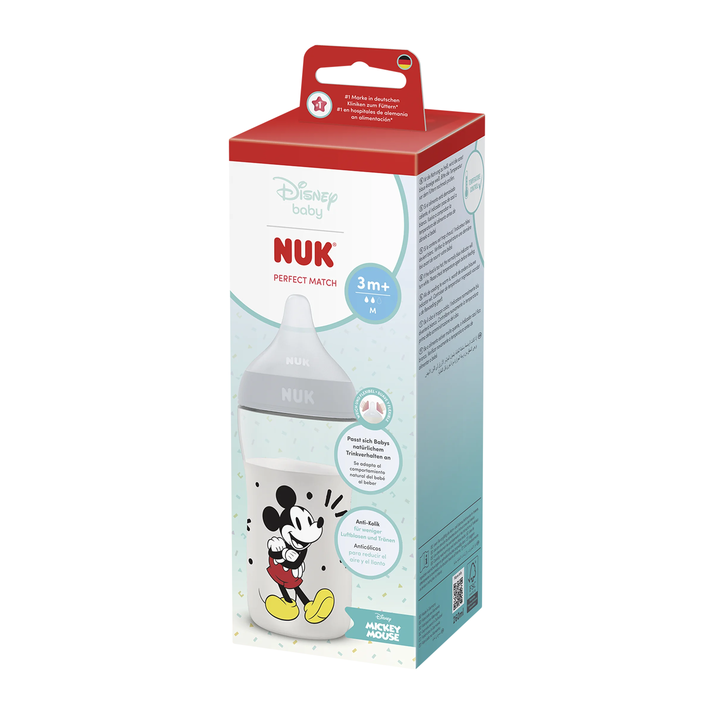 NUK flaša Perfect Match DISNEY Mickey GREY 260 ml 1 ks