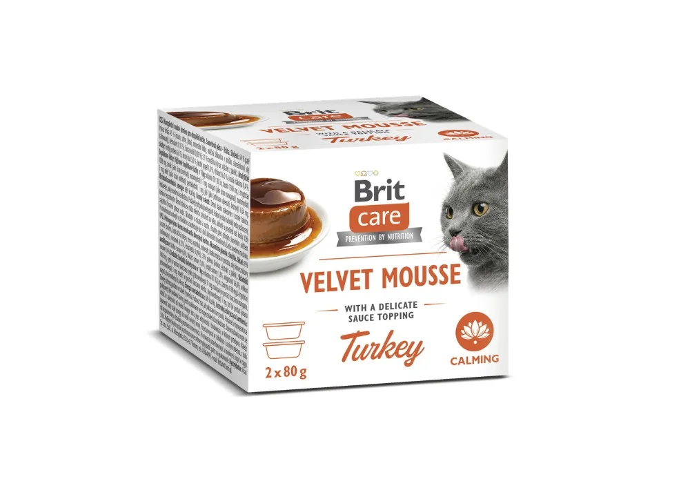 Brit Care Cat Velvet Mousse Upokojenie, morčacie 2×80 g