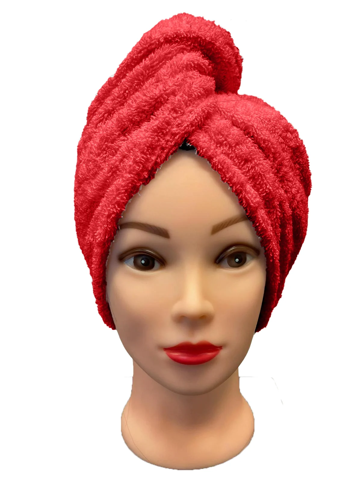 Rýchloschnúci froté turban na vlasy, červený
