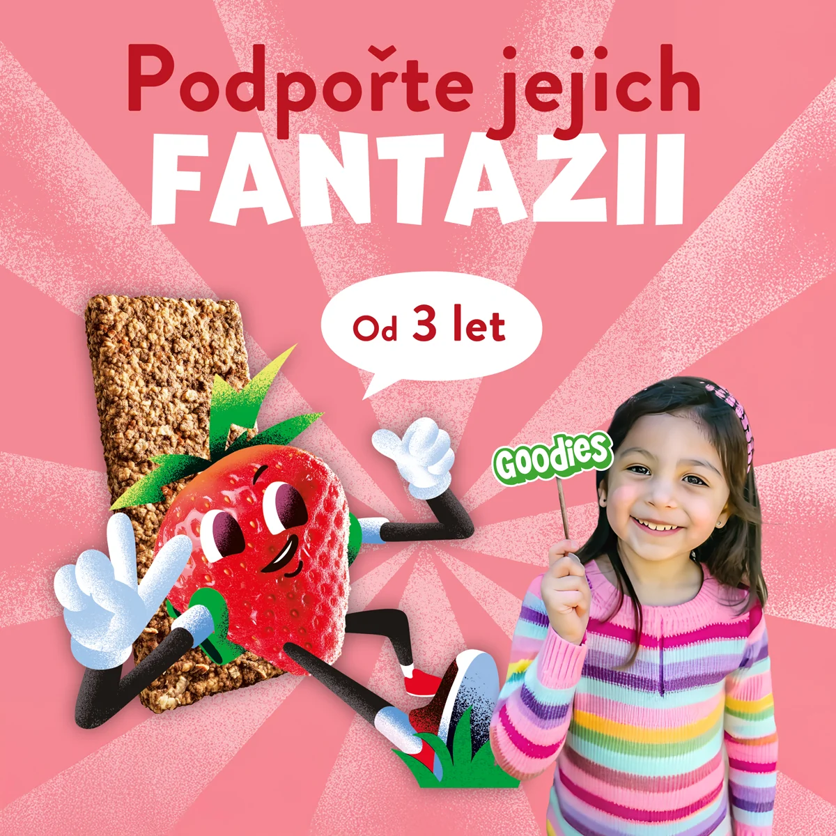 Goodies ovsená tyčinka jahody a jablko MLTP 6×23 g, ovsená tyčinka