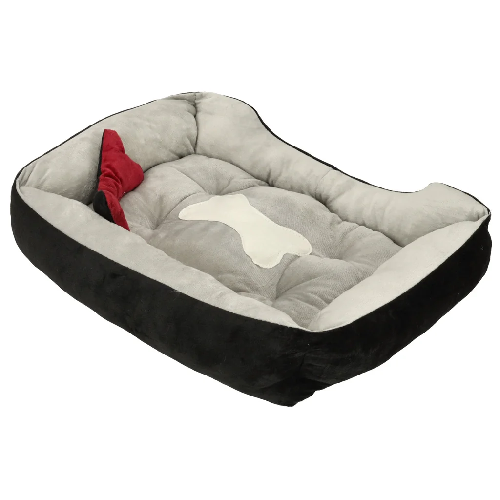 Pelech pre psa s vyvýšeným okrajom – 60 × 45 × 15 cm, čierno-sivý