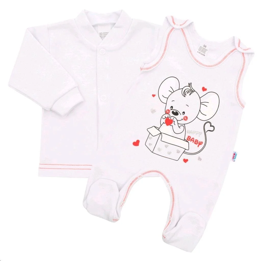 Dojčenská súpravička New Baby Mouse biela 80 (9-12m), 20C42243