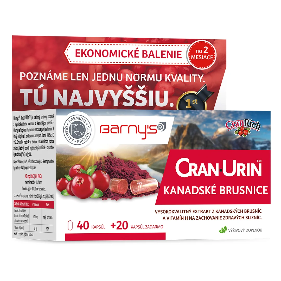 Barny's CRAN-URIN KANADSKÉ BRUSNICE 1×40+20 zadarmo cps, výživový doplnok
