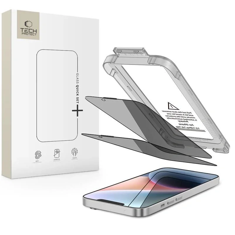 Tech-Protect Quick Set Spy 2x ochranné sklo na iPhone 13 / 13 Pro / 14 / 16e / 16e