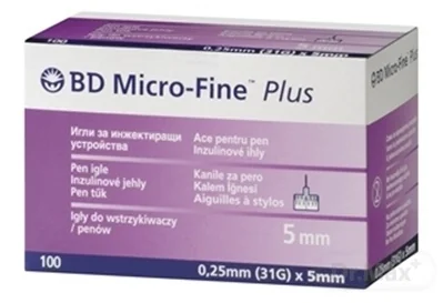 BD THIN WALL inzulínové ihly 10×10 ks, 31 g, striekačka