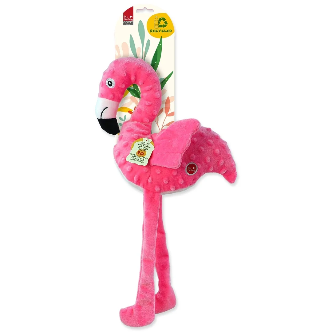 Hračka Dog Fantasy Recycled Toy plameniak pískací so šuštiacimi krídlami 49cm