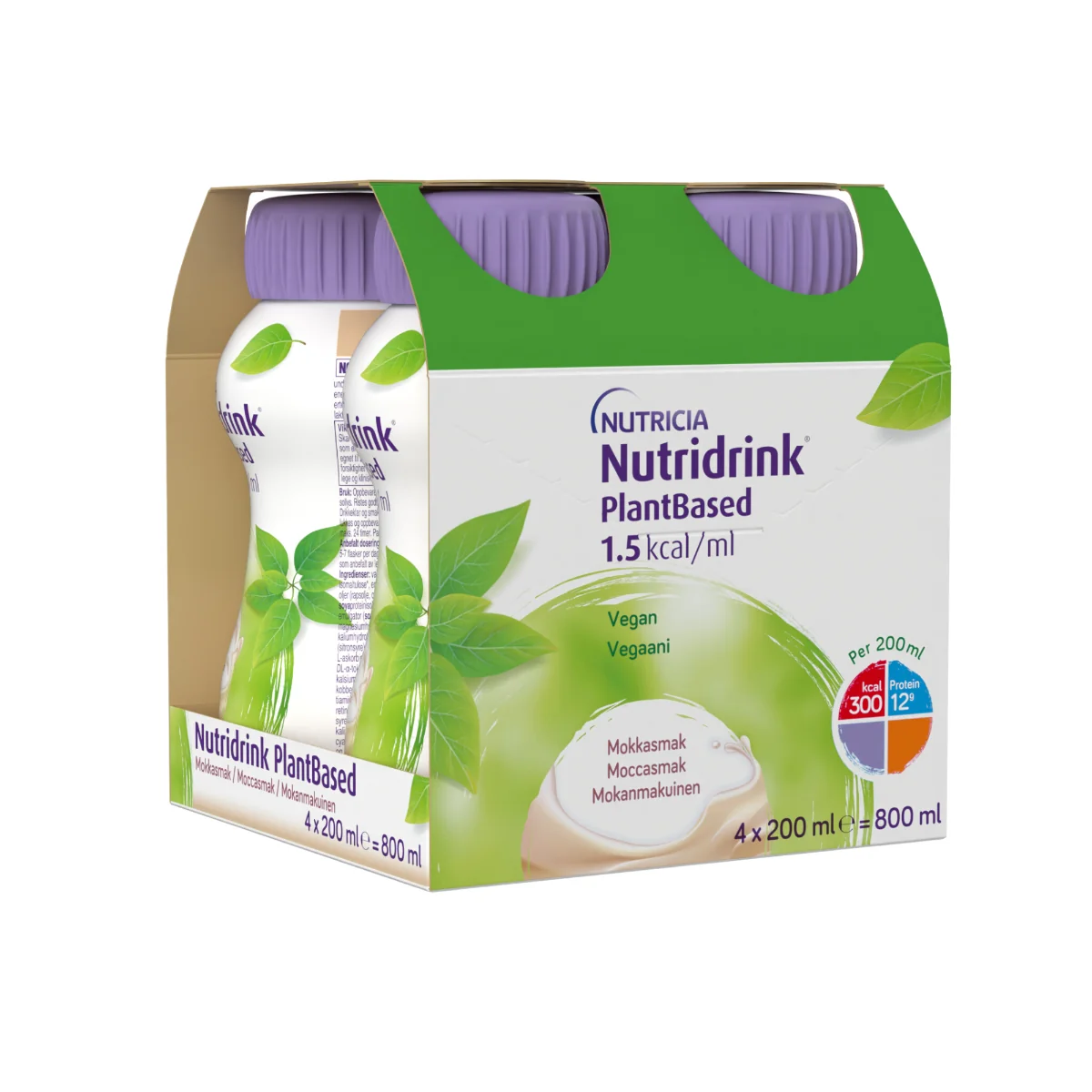 Nutridrink Plant Based s príchuťou kávy 4 x 200 ml, nápoj na medicínske účely