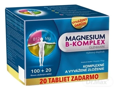 Magnesium B-komplex Glenmark 1×120 tbl, magnézium