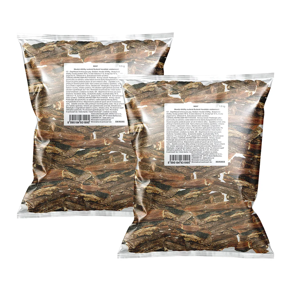 Surovina - Akinu Hovädzie vnútornosti 4-15 cm 2 x 1 kg