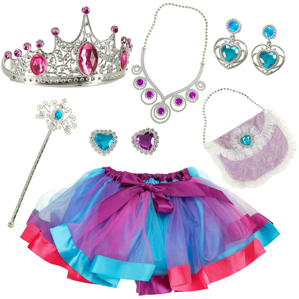 Kostým princezná/kráľovná – 9-dielny set s korunou a žezlom, 3+ 