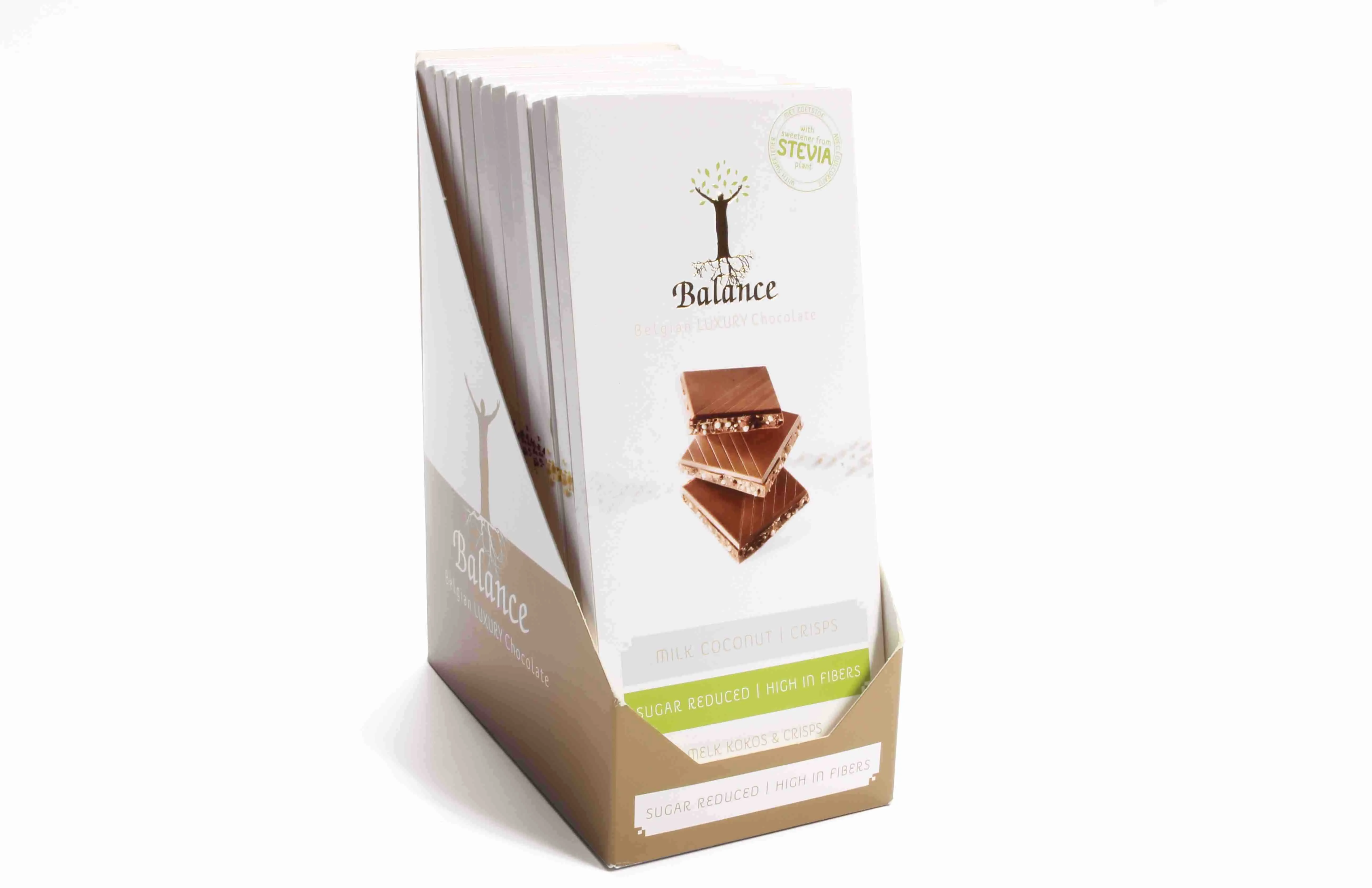BALANCE MLIEČNA ČOKOLÁDA S KOKOSOM A CHRUMKAMI 1×85 g, čokoláda s prírodným sladidlom