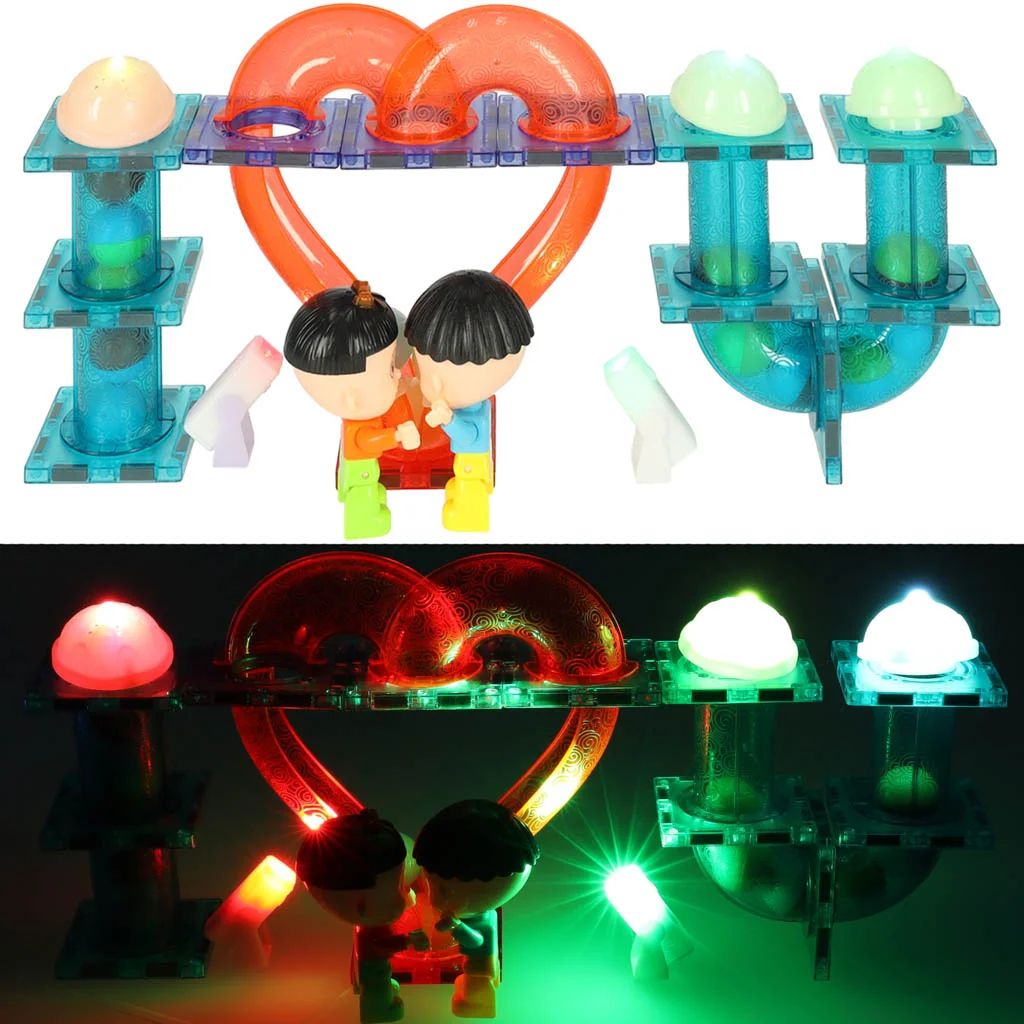 Magnetické stavebnice – svetelný MARBLE RUN, 202 dielov