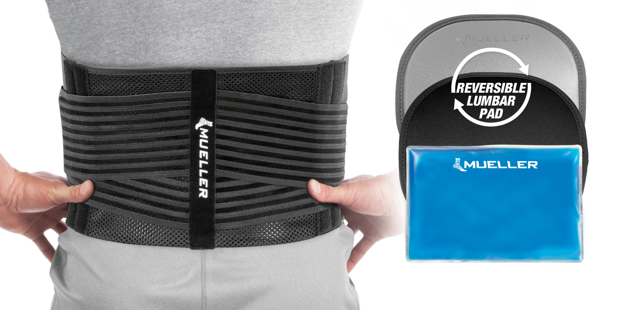 Mueller Lumbar 4-in-1 Back Brace, bedrový pás s hrejivým/chladiacim sáčkom 1 ks