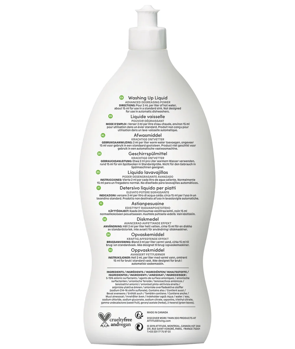 ATTITUDE Prostriedok na umývanie riadu s vôňou zeleného jablka a bazalky 700 ml 1×700 ml, prostriedok na riad