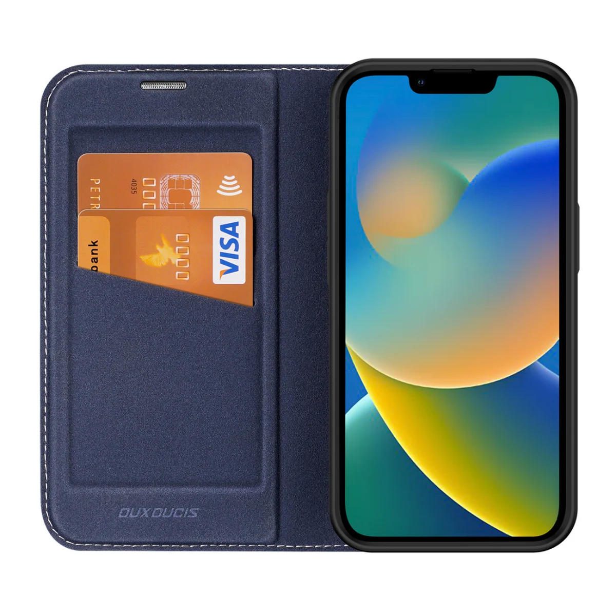 Dux Ducis Skin X2 knižkové kožené puzdro na iPhone 14, modré