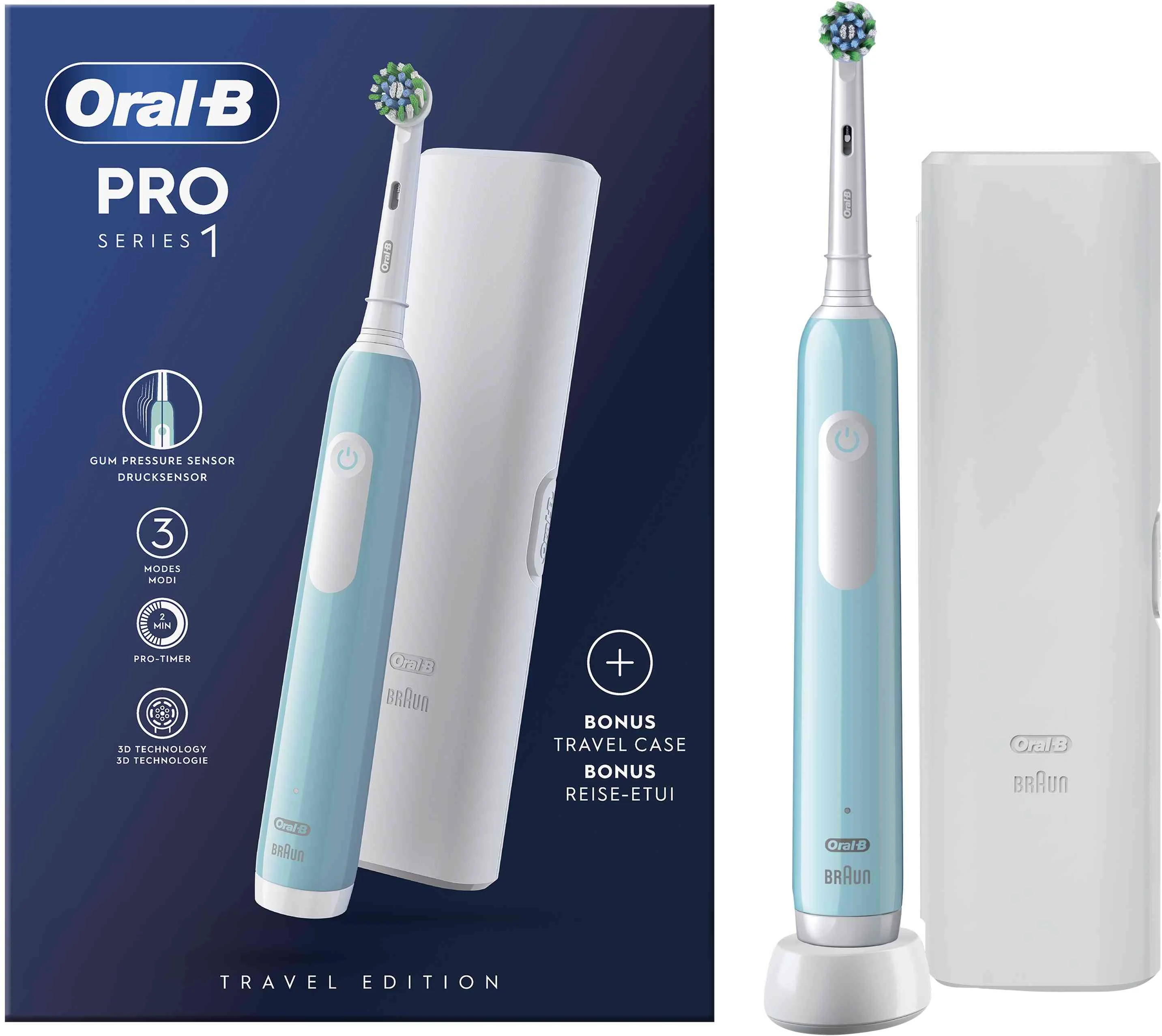 Oral-B EK Pro Series 1 Caribeean Blue + Cestovné púzdro 1×1 ks, elektrická zubná kefka