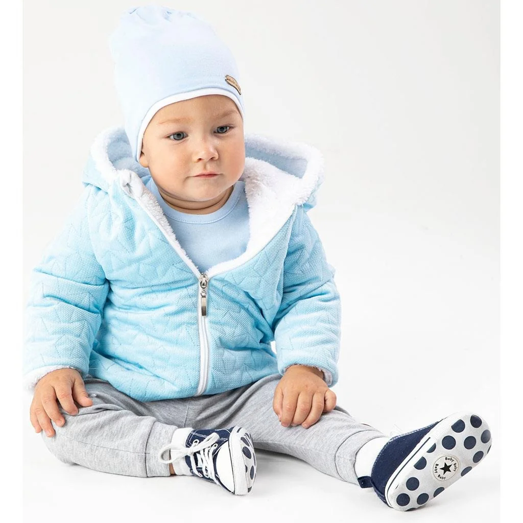 Zimný dojčenský kabátik s čiapočkou Nicol Kids Winter modrý 68
