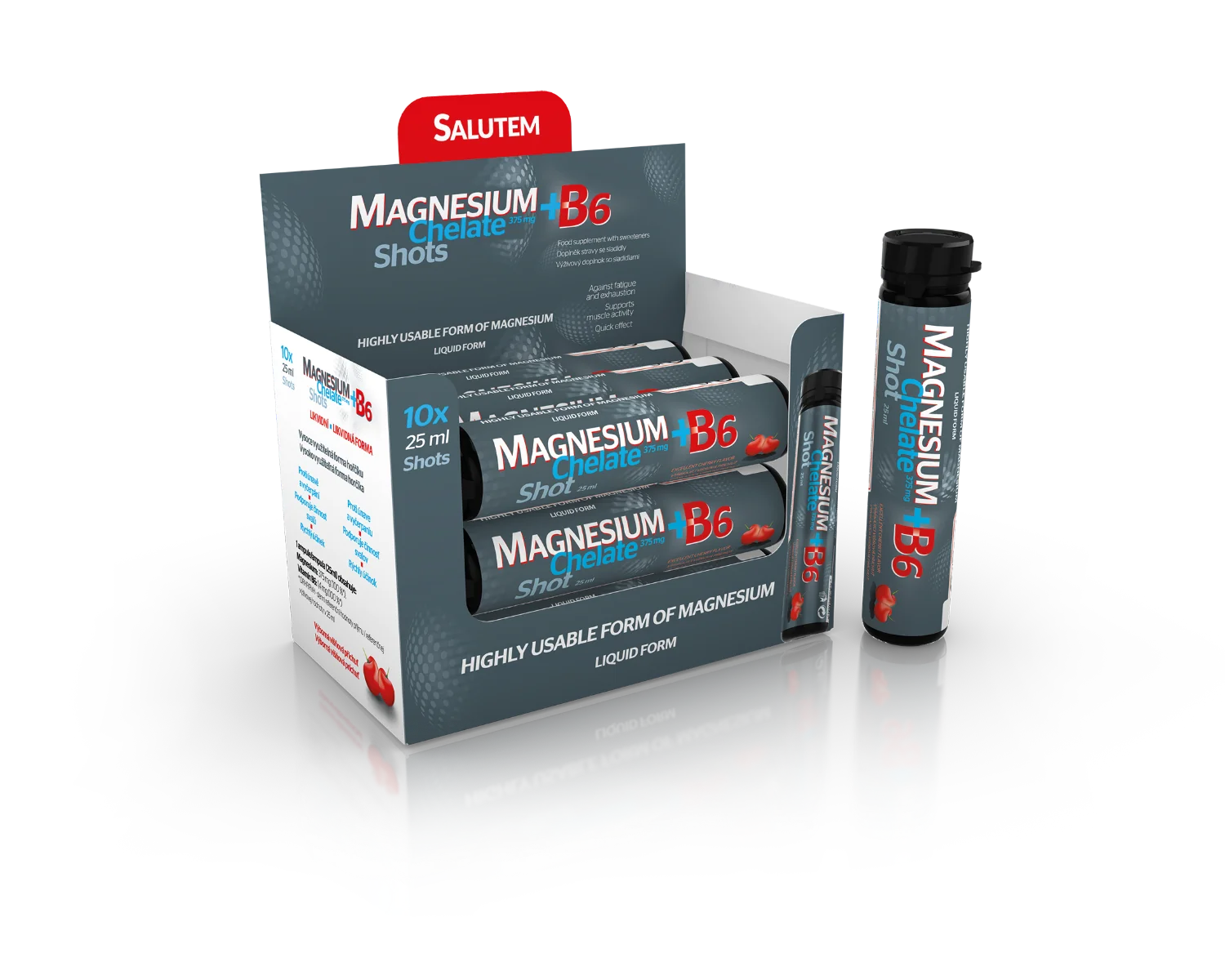 MAGNESIUM Chelate + B6 cherry SALUTEM 1×10 ks, výživový doplnok