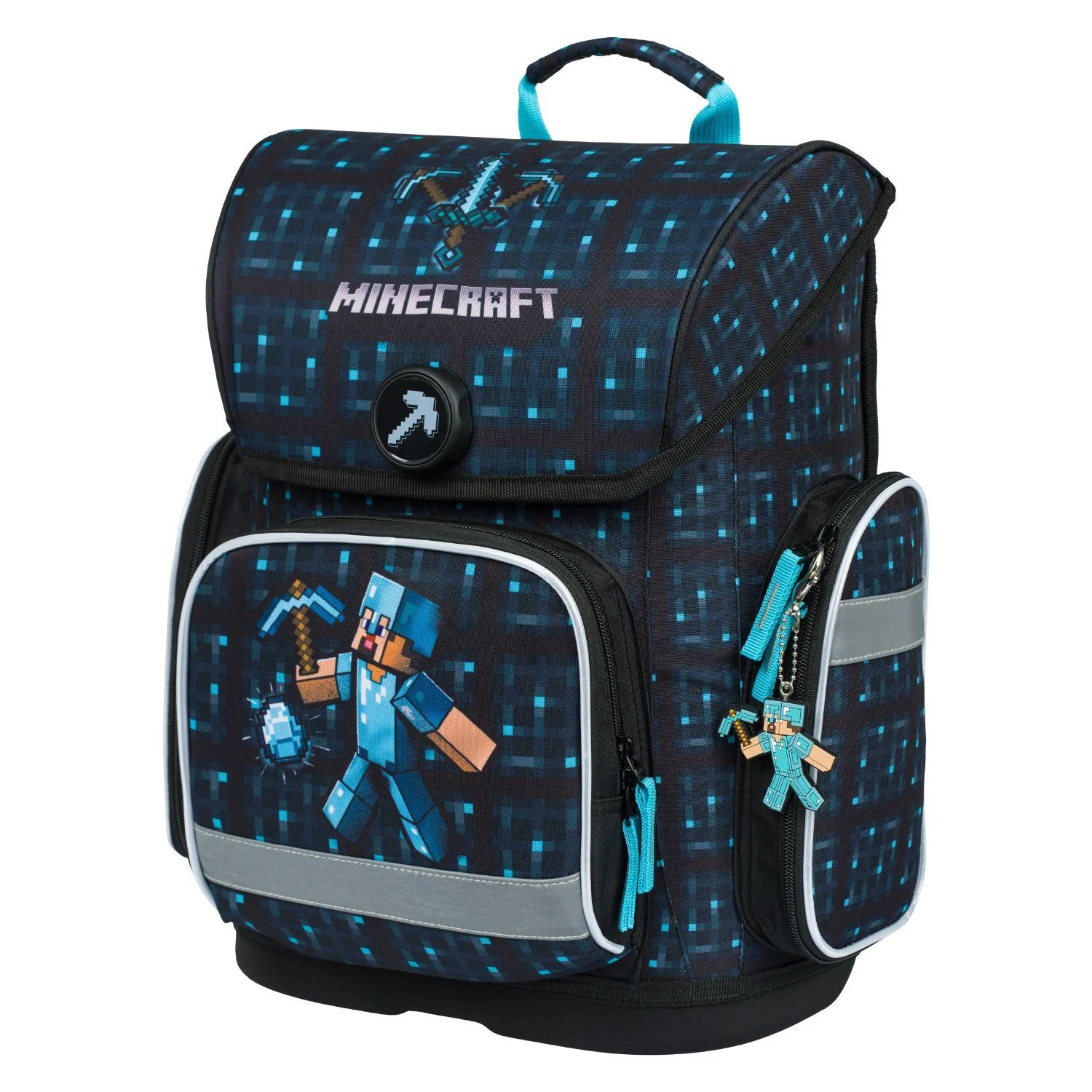 Baagl školská aktovka ERGO Minecraft Blue Axe modrá, ergonomická