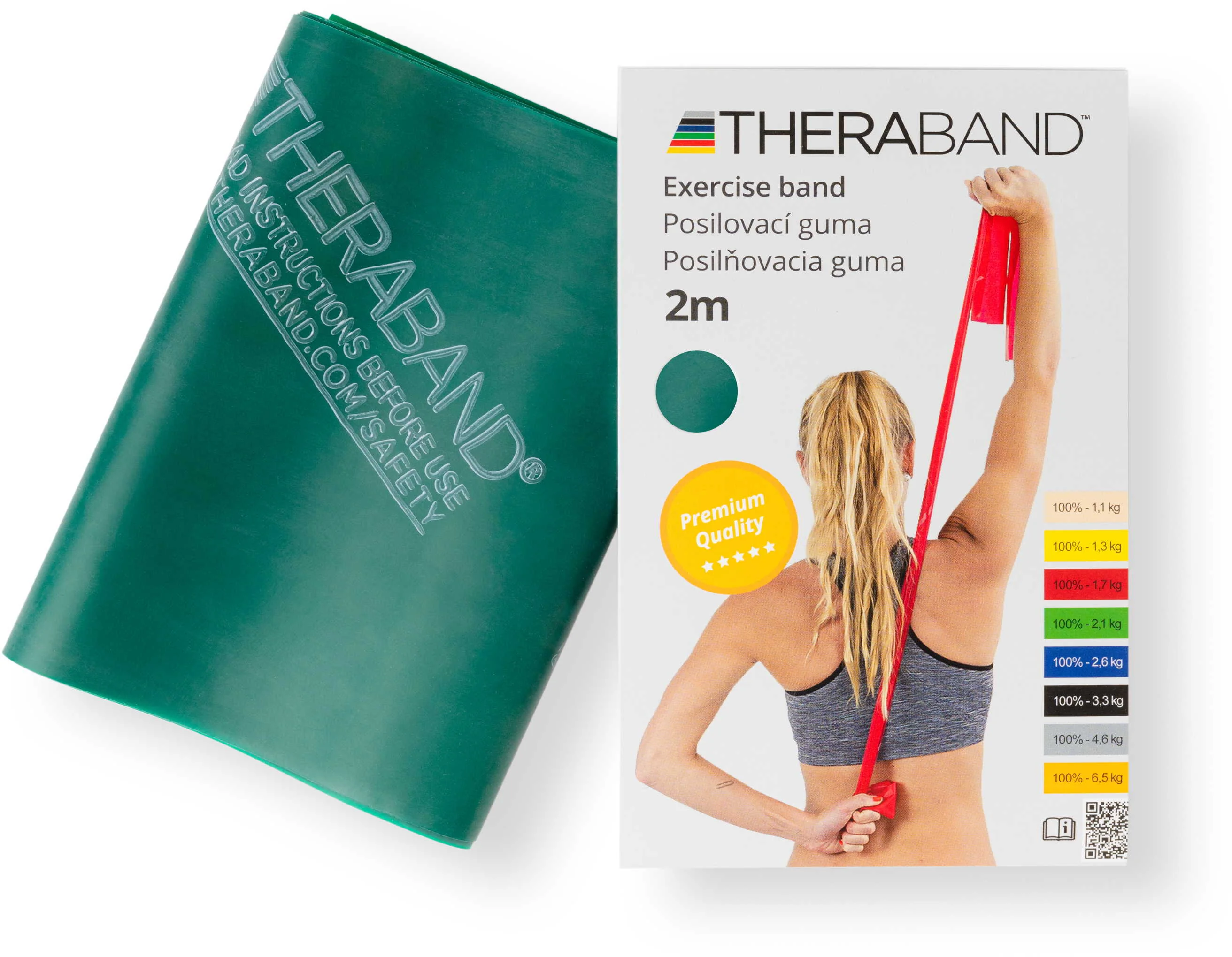 Thera-Band posilňovacia guma 2 m, zelená, silná 1 ks